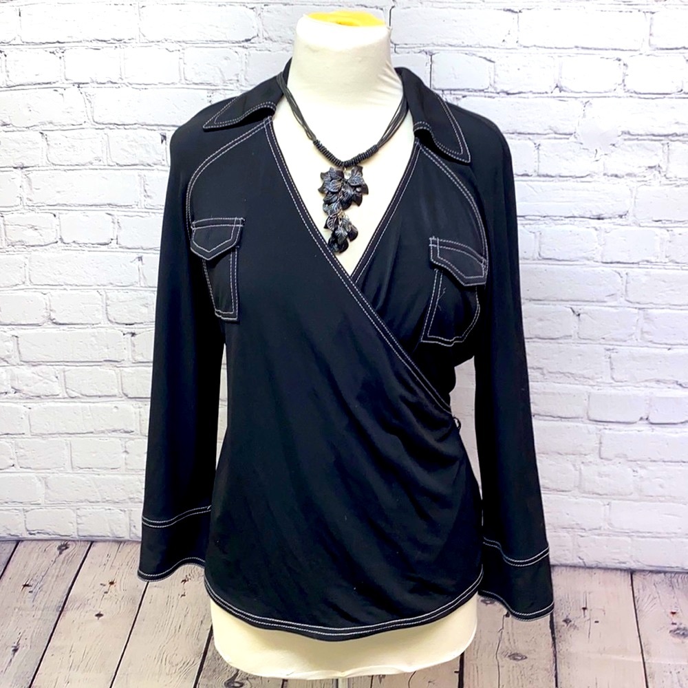 AK Black Surplus Wrap Black Blouse